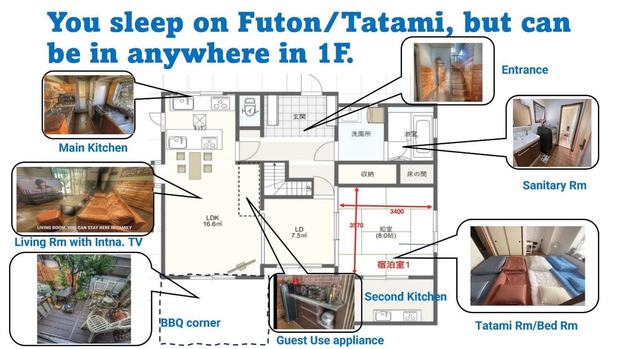 Tatami & Living Equipped With Multinational Tv And Fire, Bbq Corner In Downtown House * Tokio